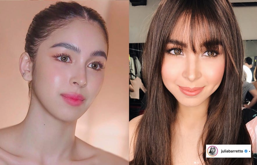 Julia Barretto's hairstyle with and without bangs