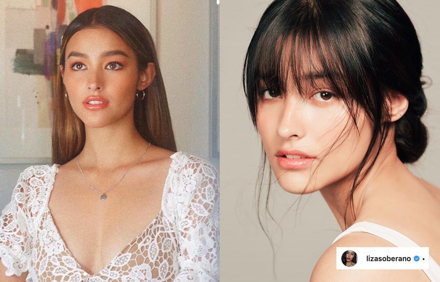 Liza Soberano's hairstyle with and without bangs