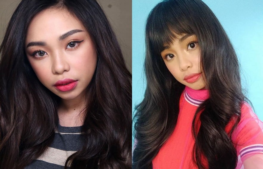Maymay Entrata's hairstyle with and without bangs