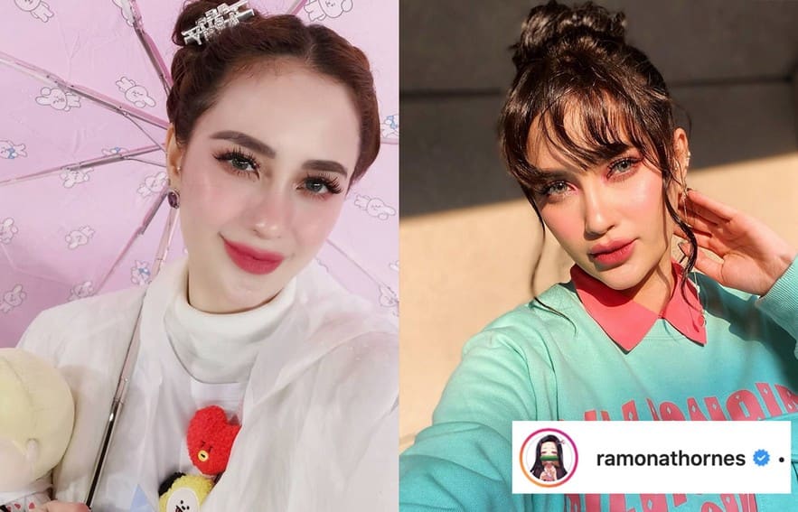 Arci Munoz' hairstyle with and without bangs