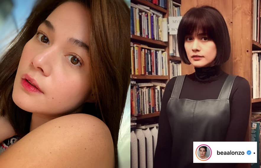Bea Alonzo's hairstyle with and without bangs
