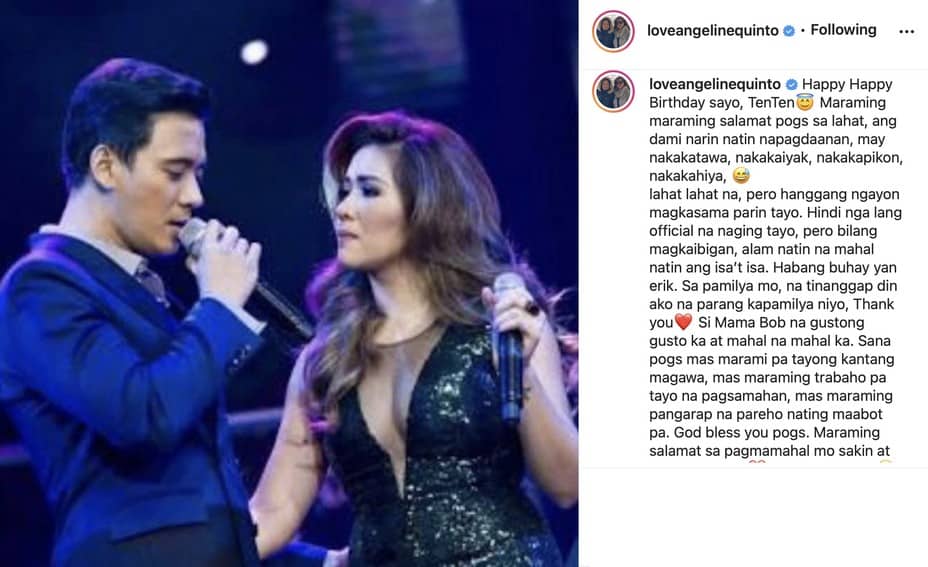 Angeline Quinto Erik Santos friendship 
