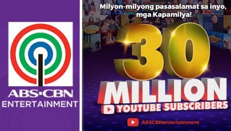 ABS-CBN Entertainment YouTube channel hits 30M-subscriber mark