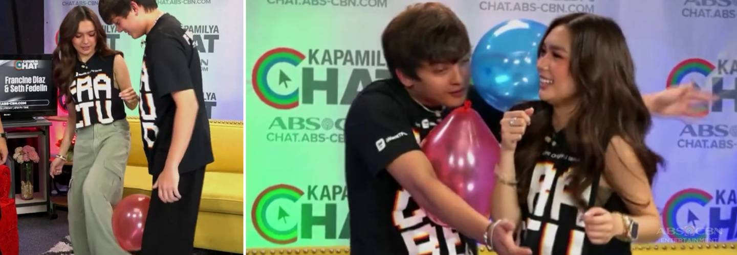 Francine and Seth take on the trending Couple Balloon Dance Challenge 